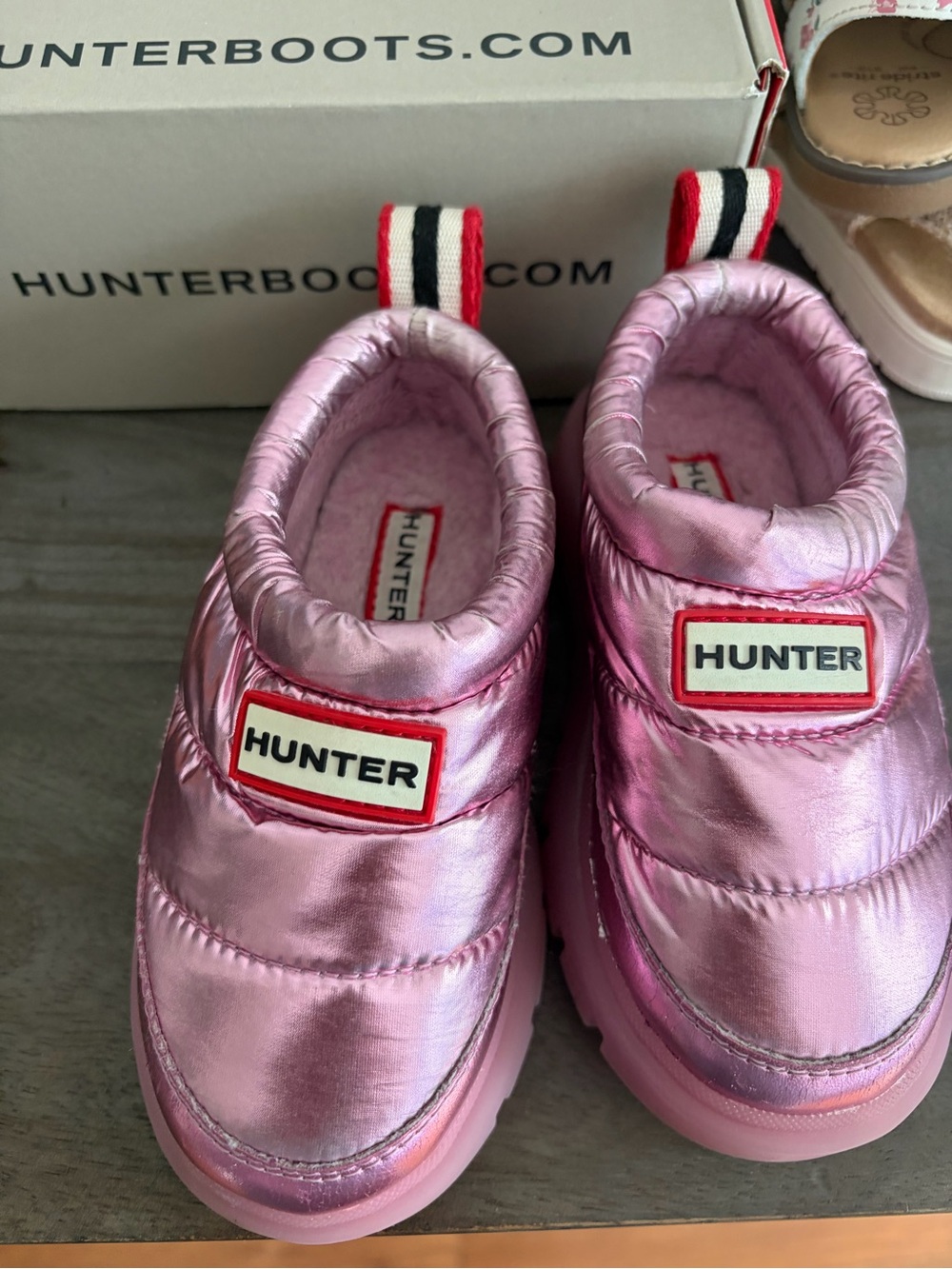 Hunter Cody Toddler Metallic Pink Slip-On Puffer Boots size 8